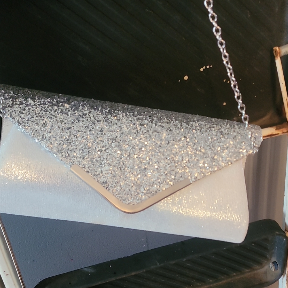Silver Glitter Clutch Bag